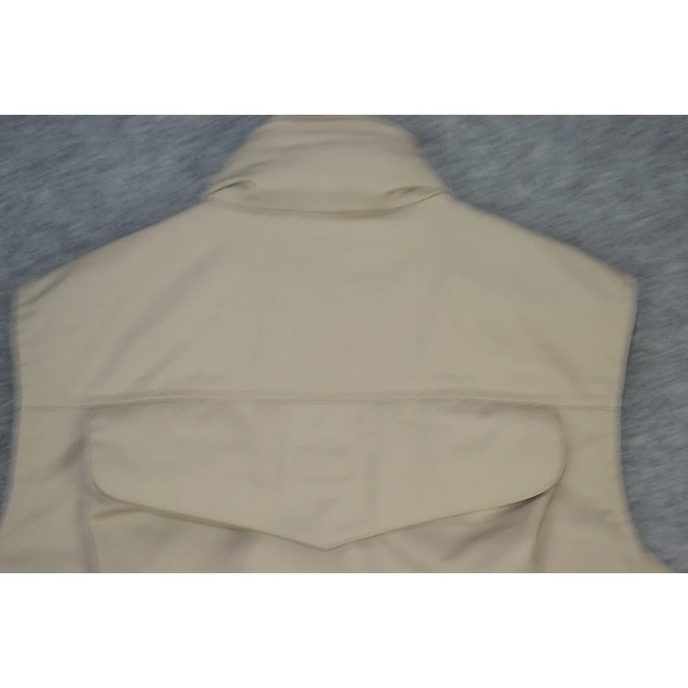 VTG Banana Republic Safari‎ Vest Mens Medium Beige Mock Neck Full Zip Hiking